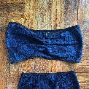 American apparel navy blue lace bandeau top